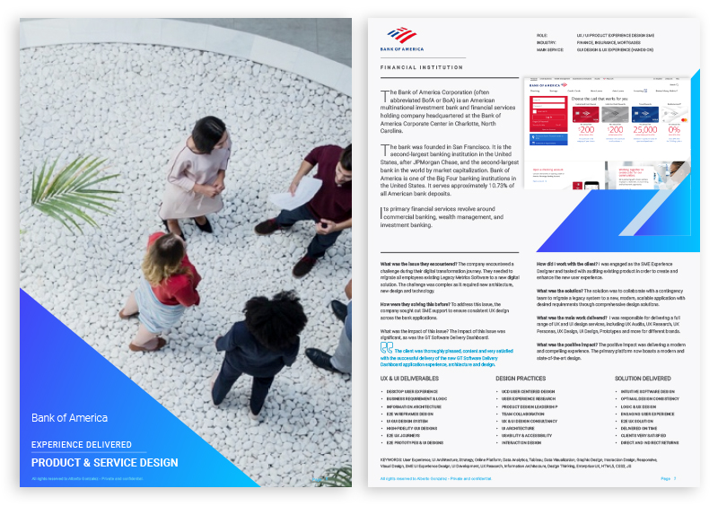 Bank of America UX/UI product and service design case study