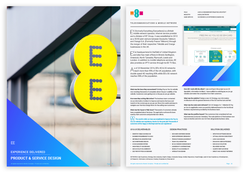 EE UX/UI product and service design case study