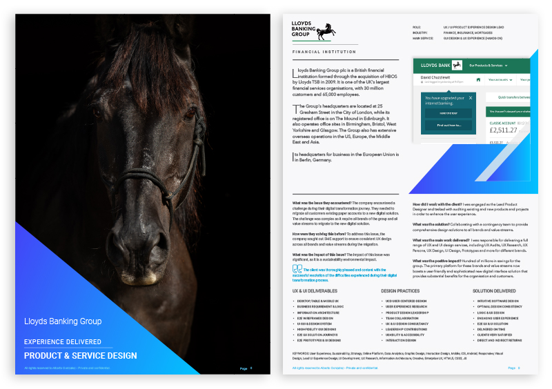 Lloyds Banking Group UX/UI product and service design case study