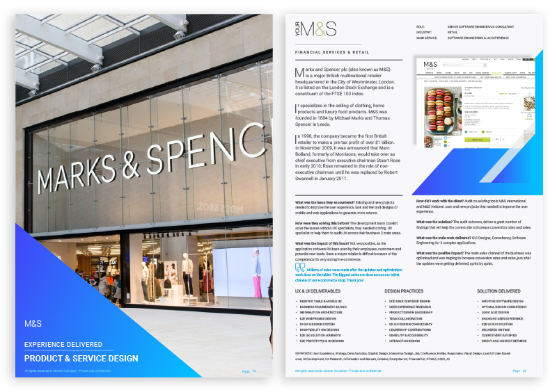 M&S UX/UI product and service design case study